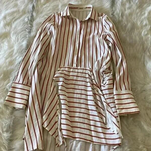ESSUE Blouse, Size Small, Color Red, White